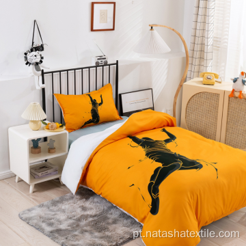 Conjunto de cama de 3 peças com animal de desenho para quarto infantil